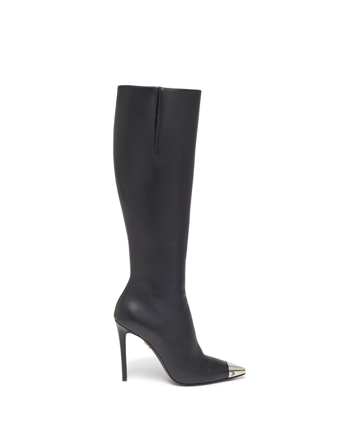 NAPA LEATHER KNEE HIGH BOOTS IN BLACK