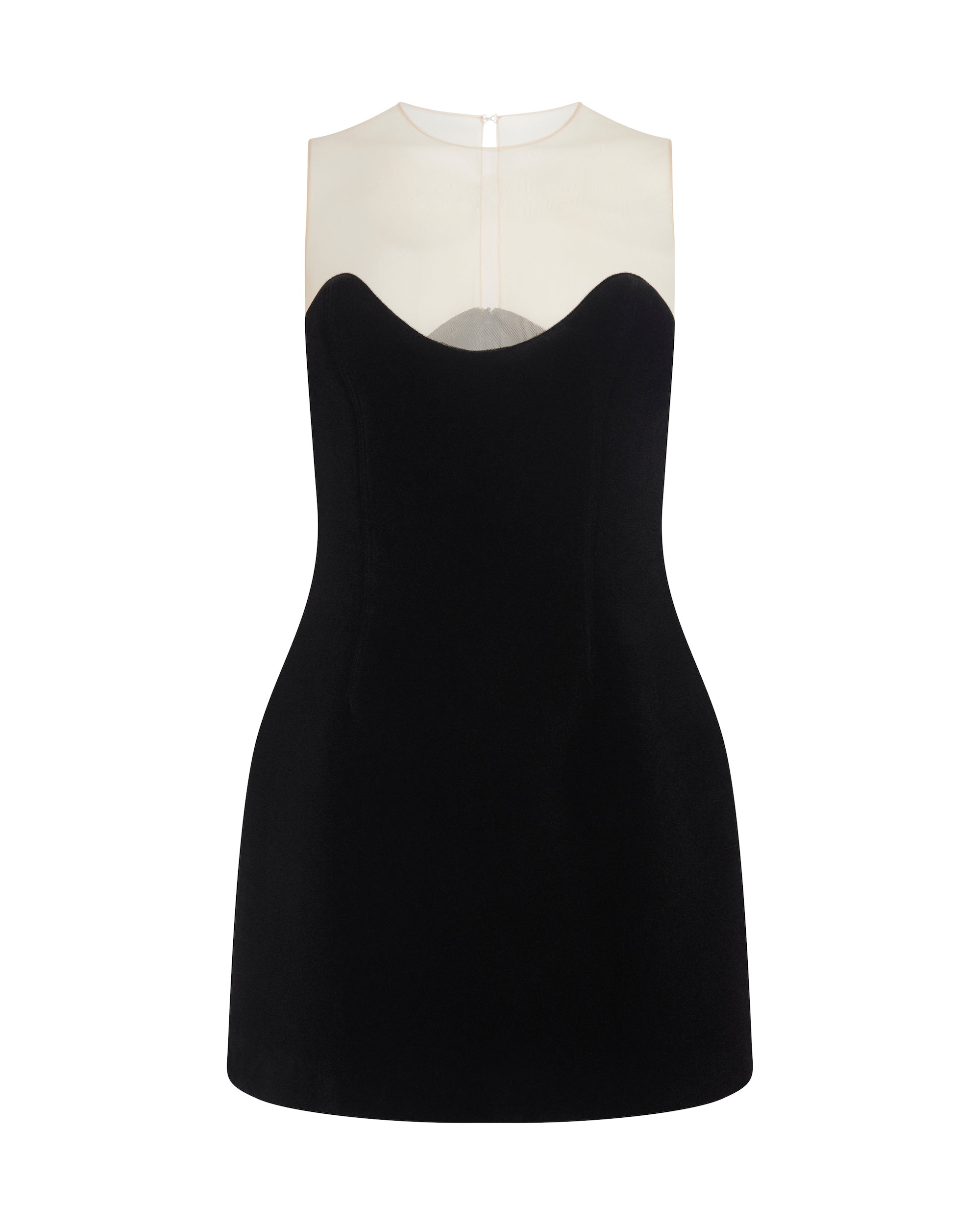 オールインワン・サロペット David Koma Wave Neckline Tulle Insert Long Slv Mini Dress DAVIDKOMAAW24DK04DVELVETBLACK.