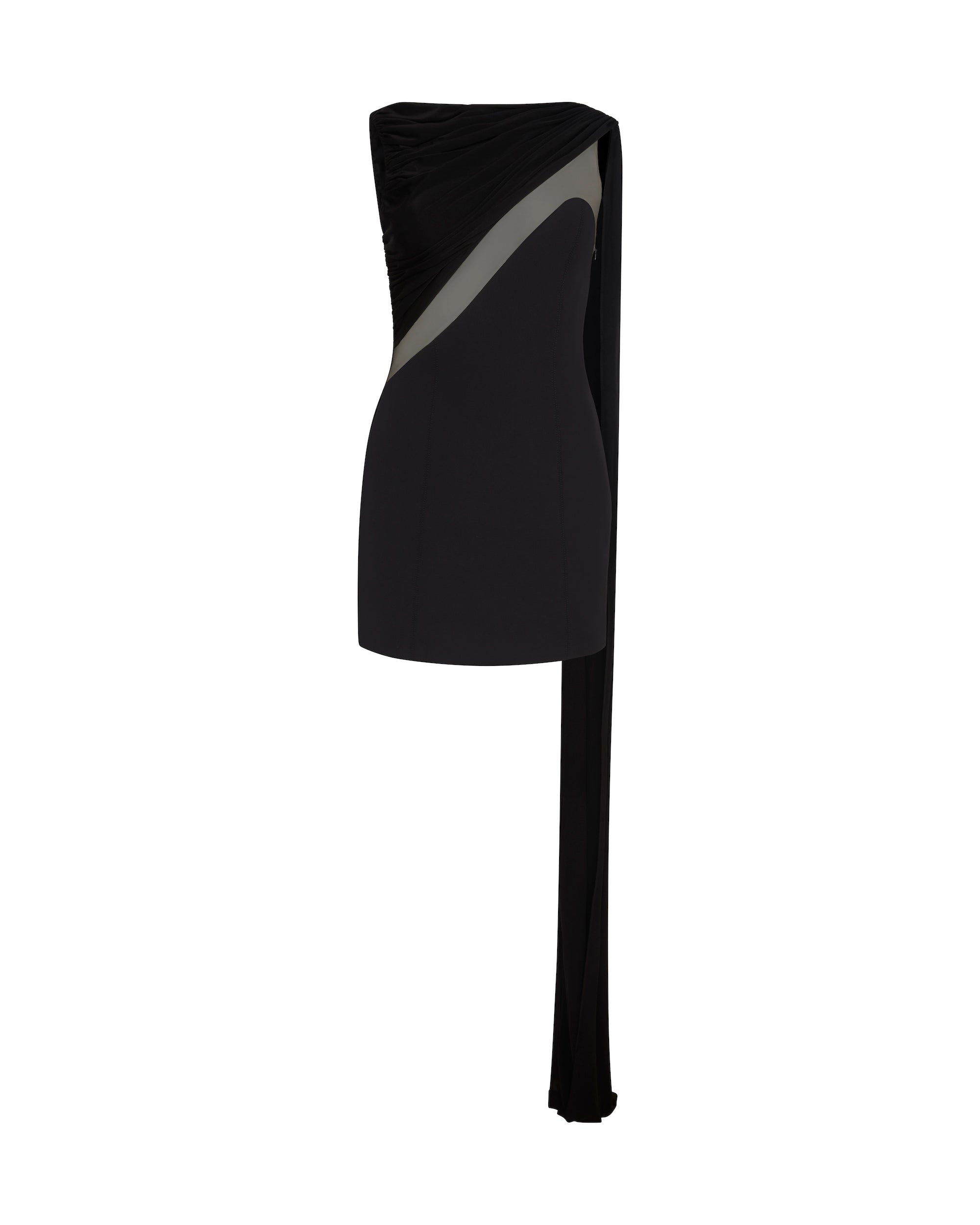DRAPED JERSEY AND TULLE INSERT MINI DRESS – David Koma