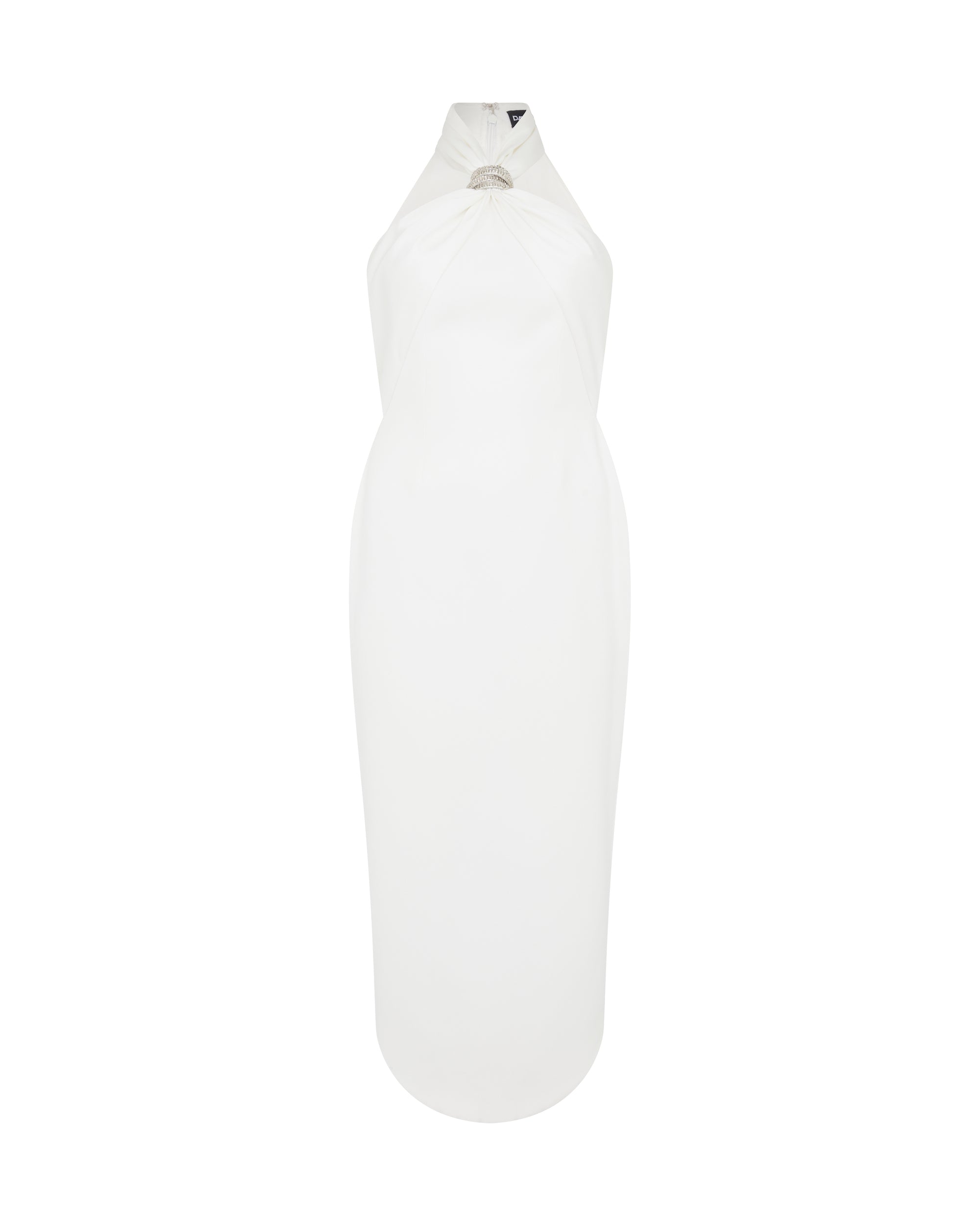 David Koma CRYSTAL ARCH HALTER MIDI DRESS WHITE/SILVER / 12 David Koma CRYSTAL ARCH HALTER MIDI DRESS WHITE/SILVER / 12
