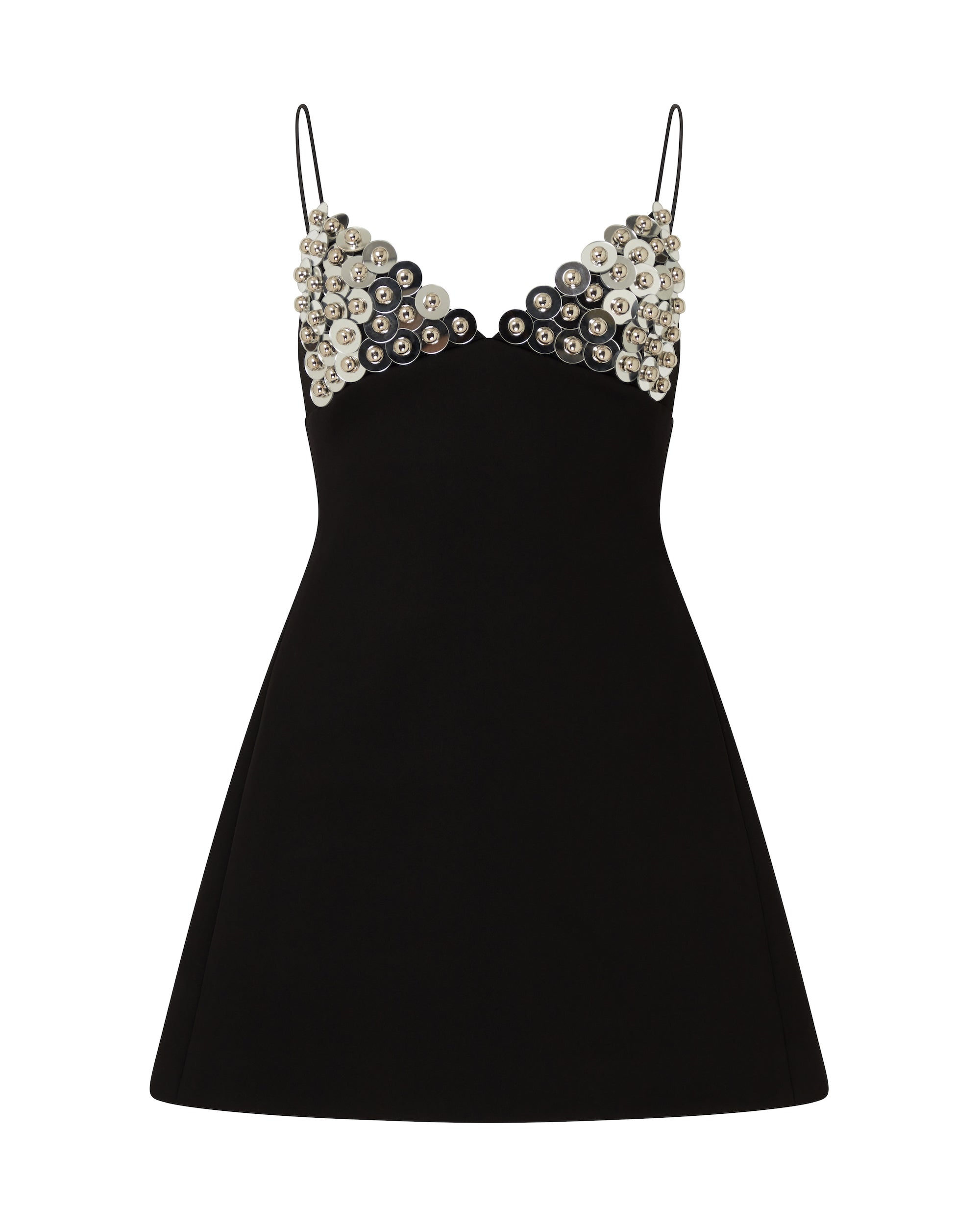 David Koma SILVER SPHERE EMBROIDERY CAMI MINI DRESS BLACK/SILVER / 8 David Koma SILVER SPHERE EMBROIDERY CAMI MINI DRESS BLACK/SILVER / 8
