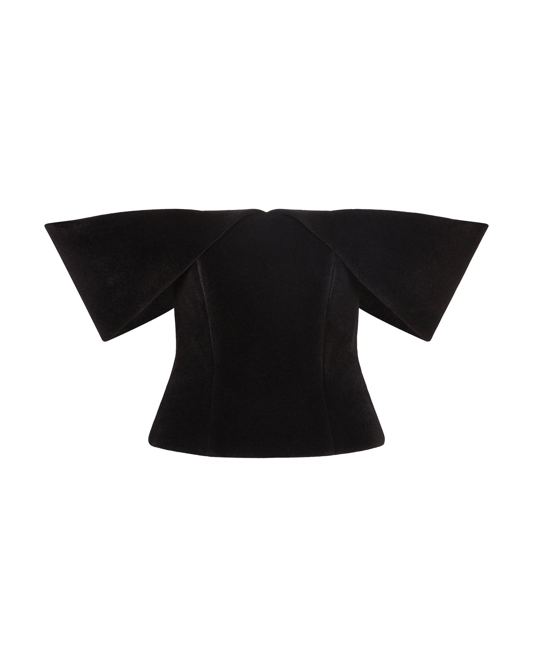 OFF SHOULDER SCULPTURED CORSET TOP IN BLACK