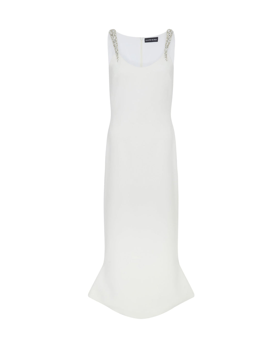 CRYSTAL CLAW STRAPS MIDI DRESS IN WHITE