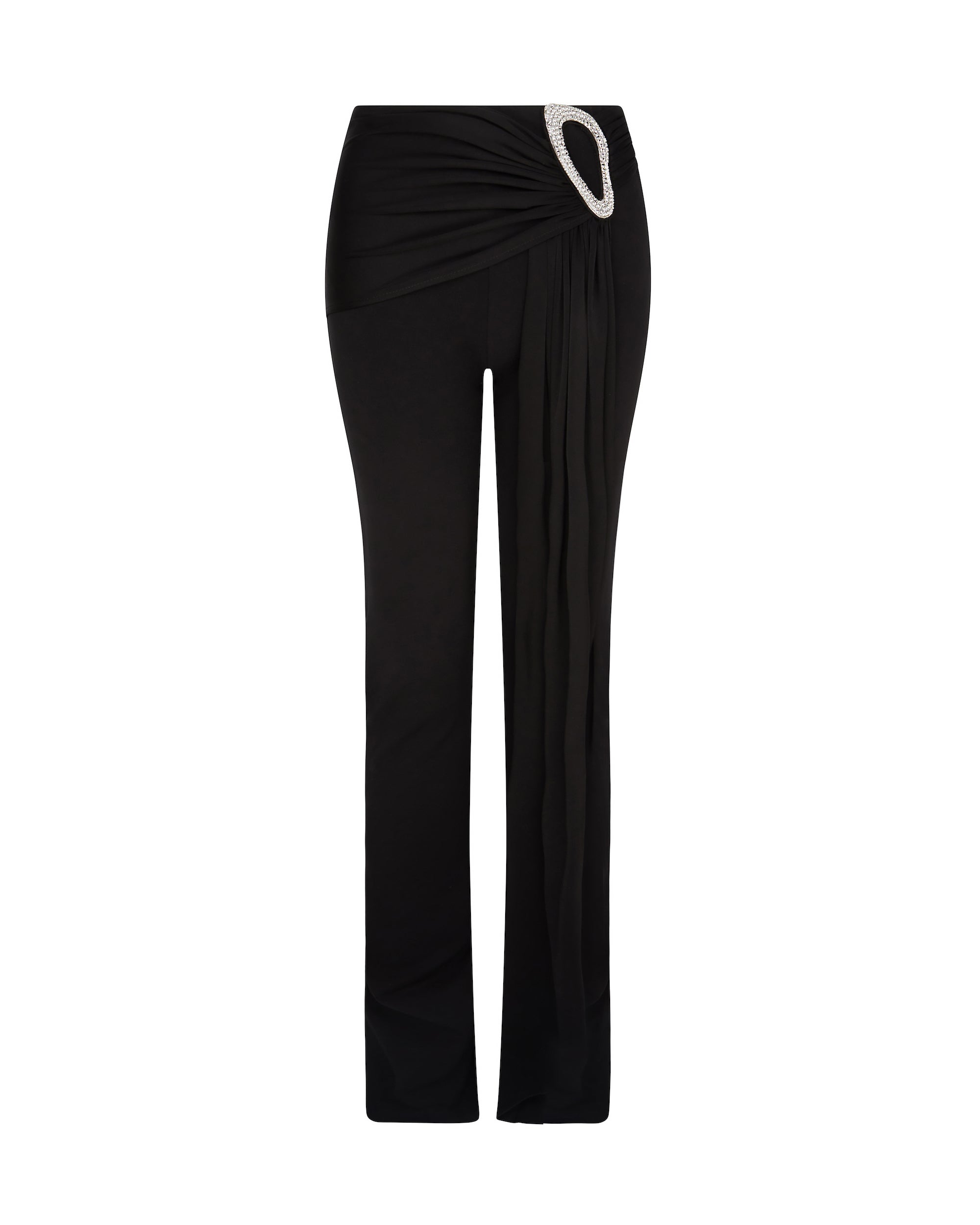 CRYSTAL BUCKLE EMBR & DRAPE OVERLAY TROUSERS – David Koma