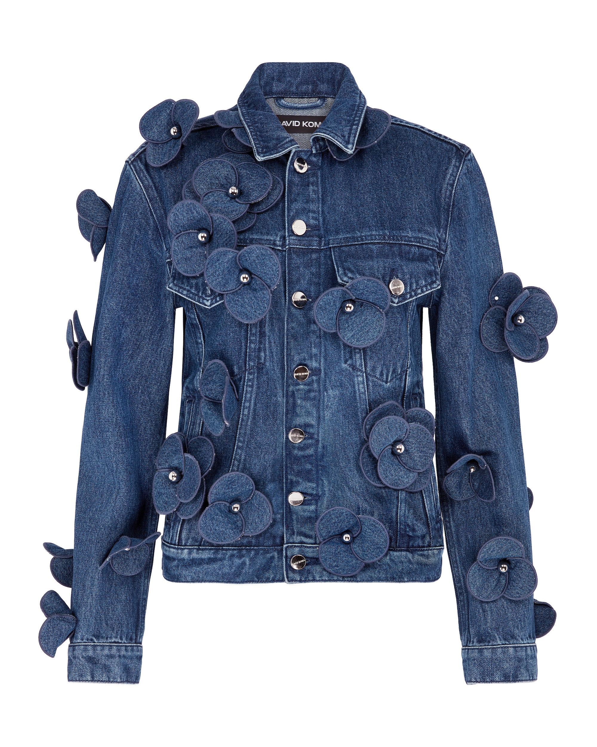 3D FLOWER DENIM JACKET IN INDIGO – David Koma