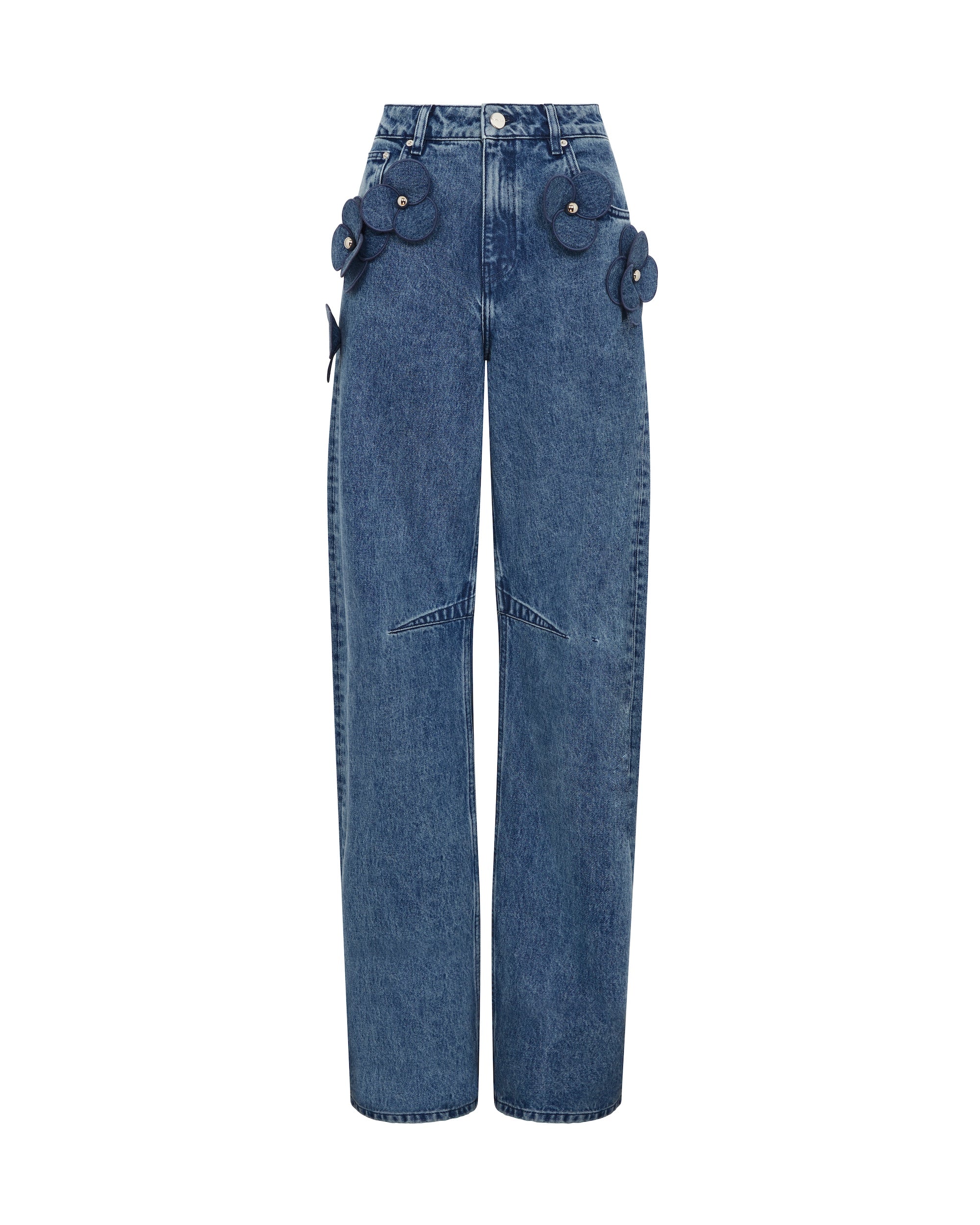 3D FLOWER JEANS IN INDIGO – David Koma