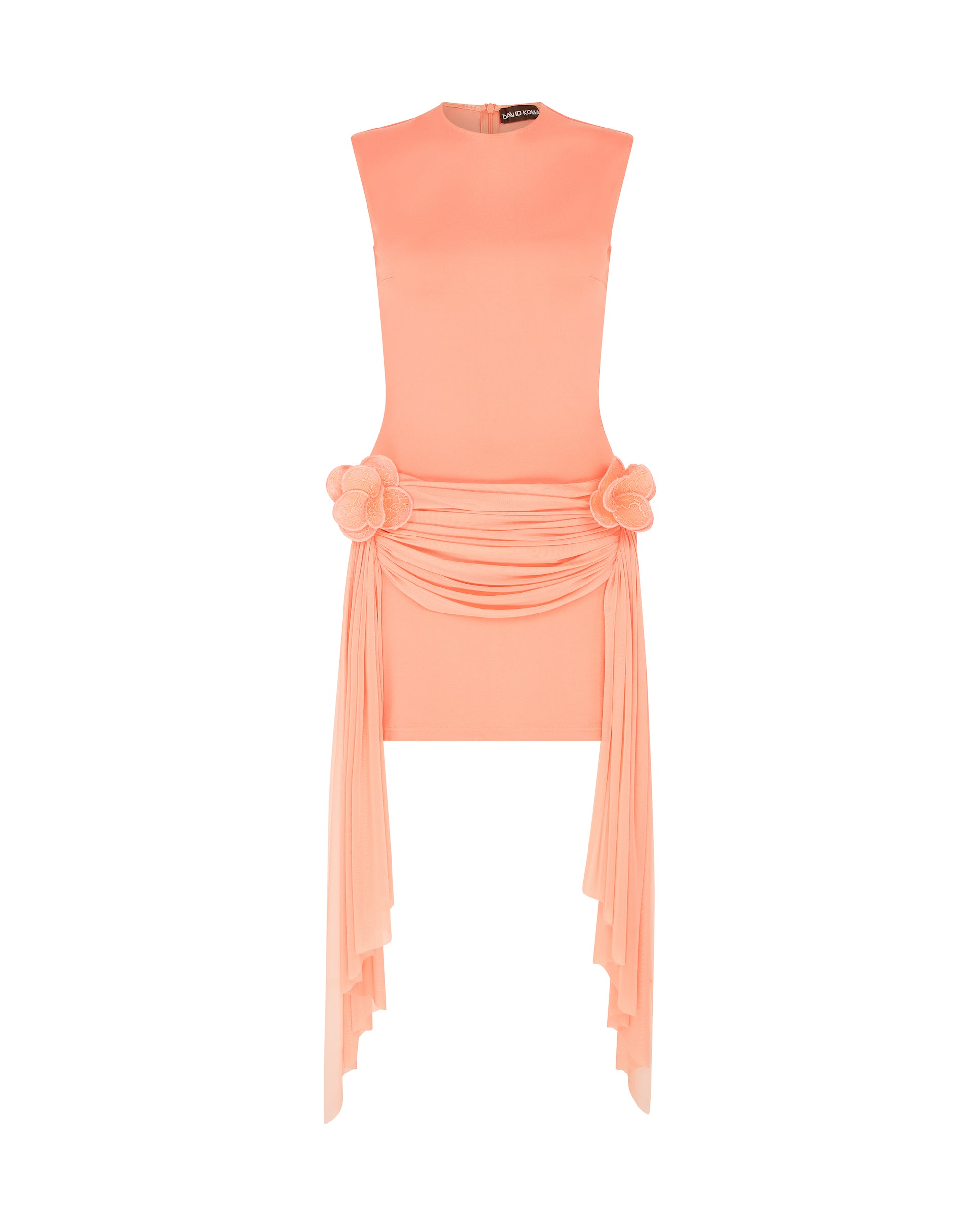 david koma dress DRAPE OVERLAY SLEEVELESS MINI – Цвят:Бонбонено розово Women's Scoop Neck Denim out bra detail black evening gown