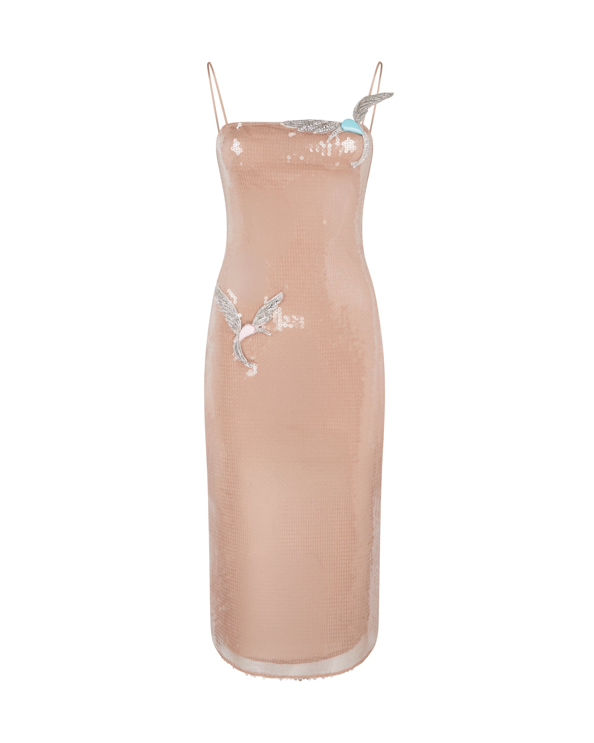 SEQUIN MIDI DRESS WITH CRYSTAL HUMMINGBIRDS – David Koma