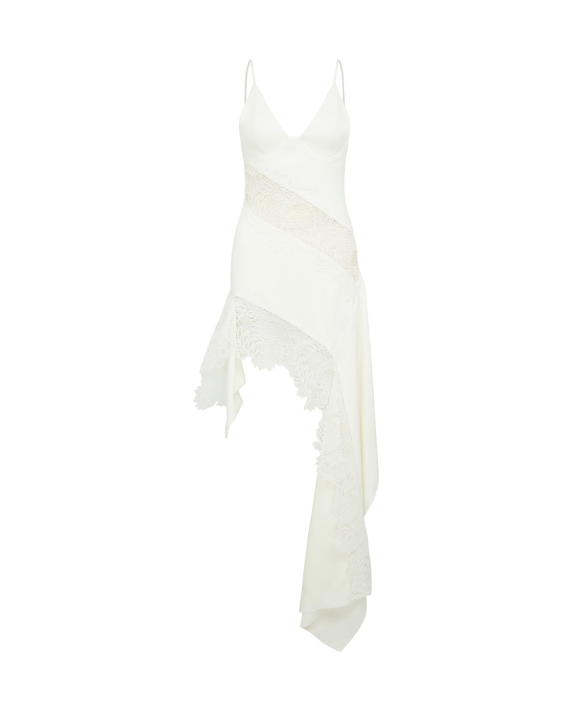 ワンピース DAVID KOMA Women Mid Skirts RE25DK57DL CREAM White WAVE NECKLINE TULLE INSERT BODYSUIT IN WHITE – David Koma