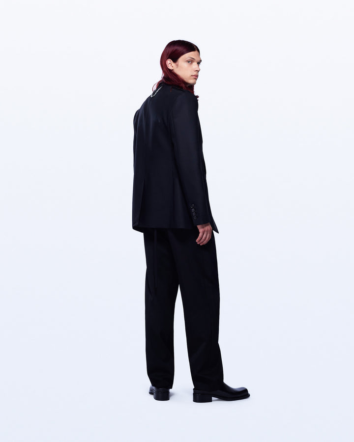 WIDE LEG TUXEDO WOOL TROUSERS
