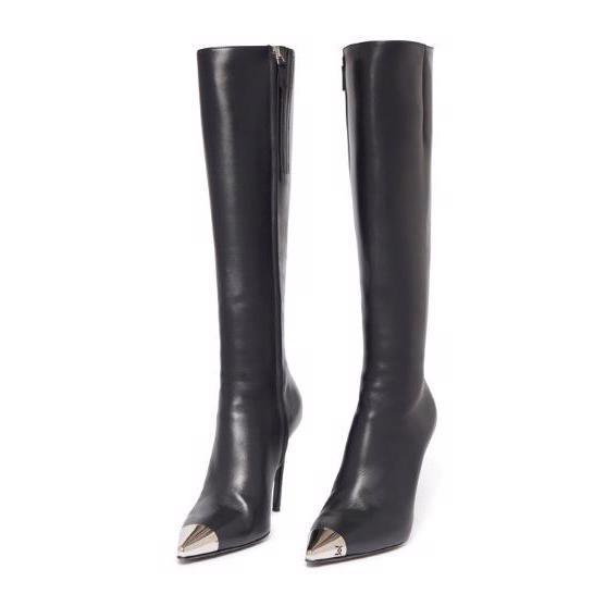 NAPA LEATHER KNEE HIGH BOOTS IN BLACK
