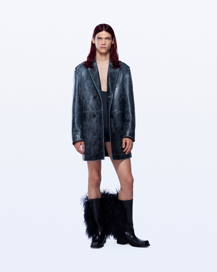 DISTRESSED LEATHER COAT