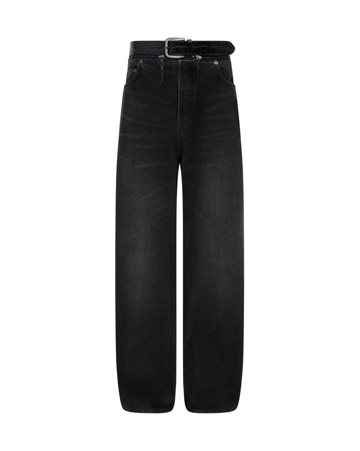 WIDE LEG BELT JEANS