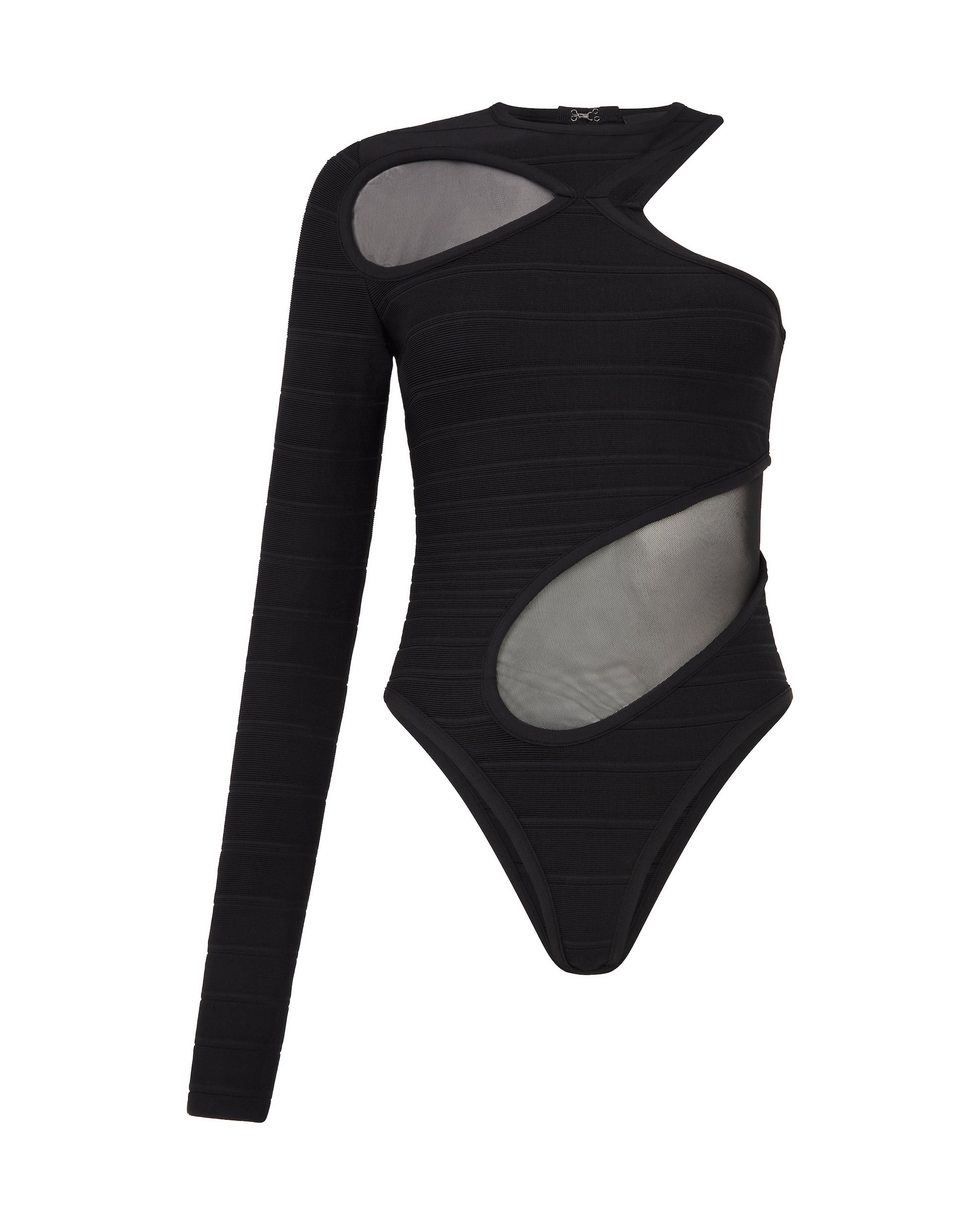 ASYMMETRIC RIB KNIT BODYSUIT IN BLACK – David Koma