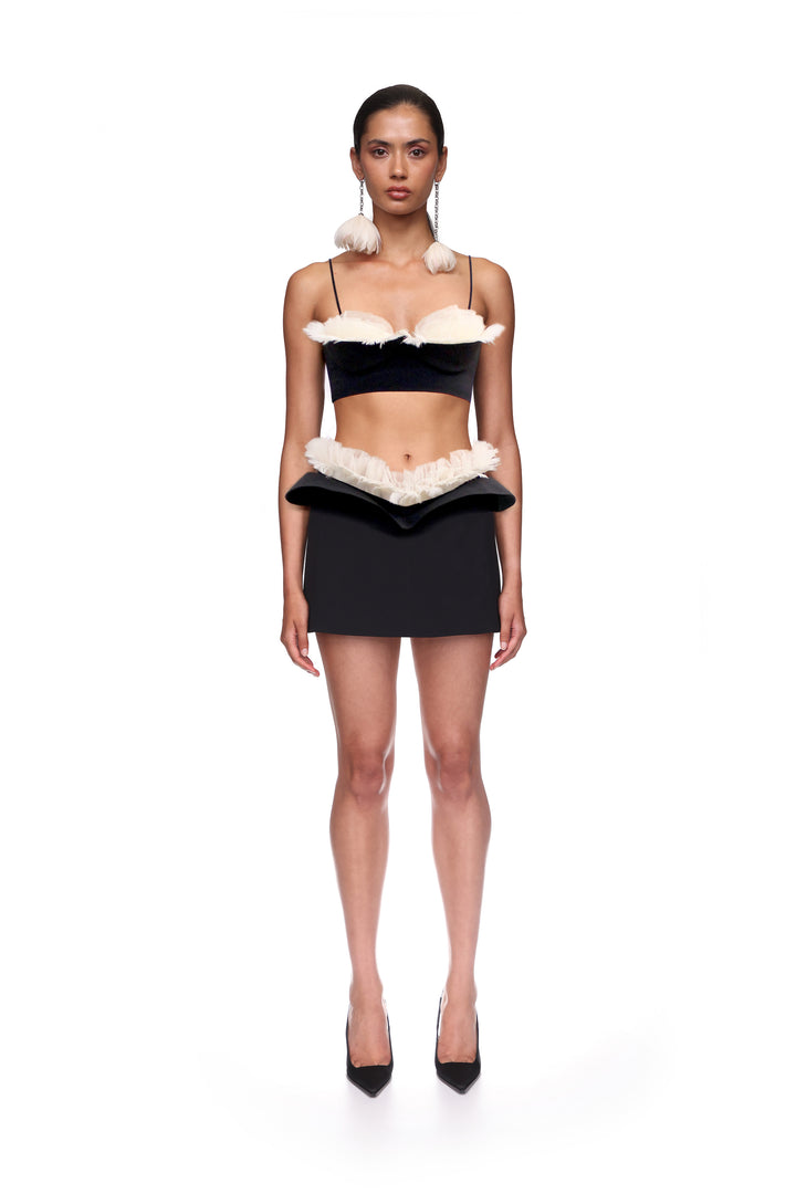 RUFFLE AND FEATHER BALCONETTE BRA