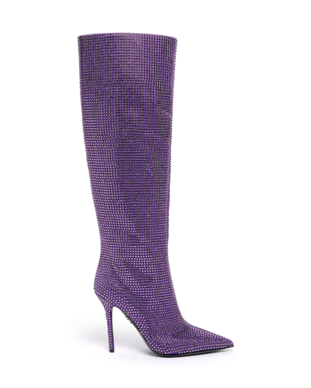 ALL OVER CRYSTAL KNEE HIGH BOOTS IN PURPLE