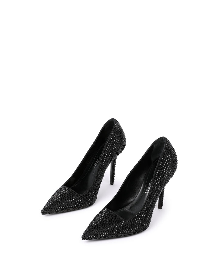 ALL OVER CRYSTAL PUMPS IN BLACK