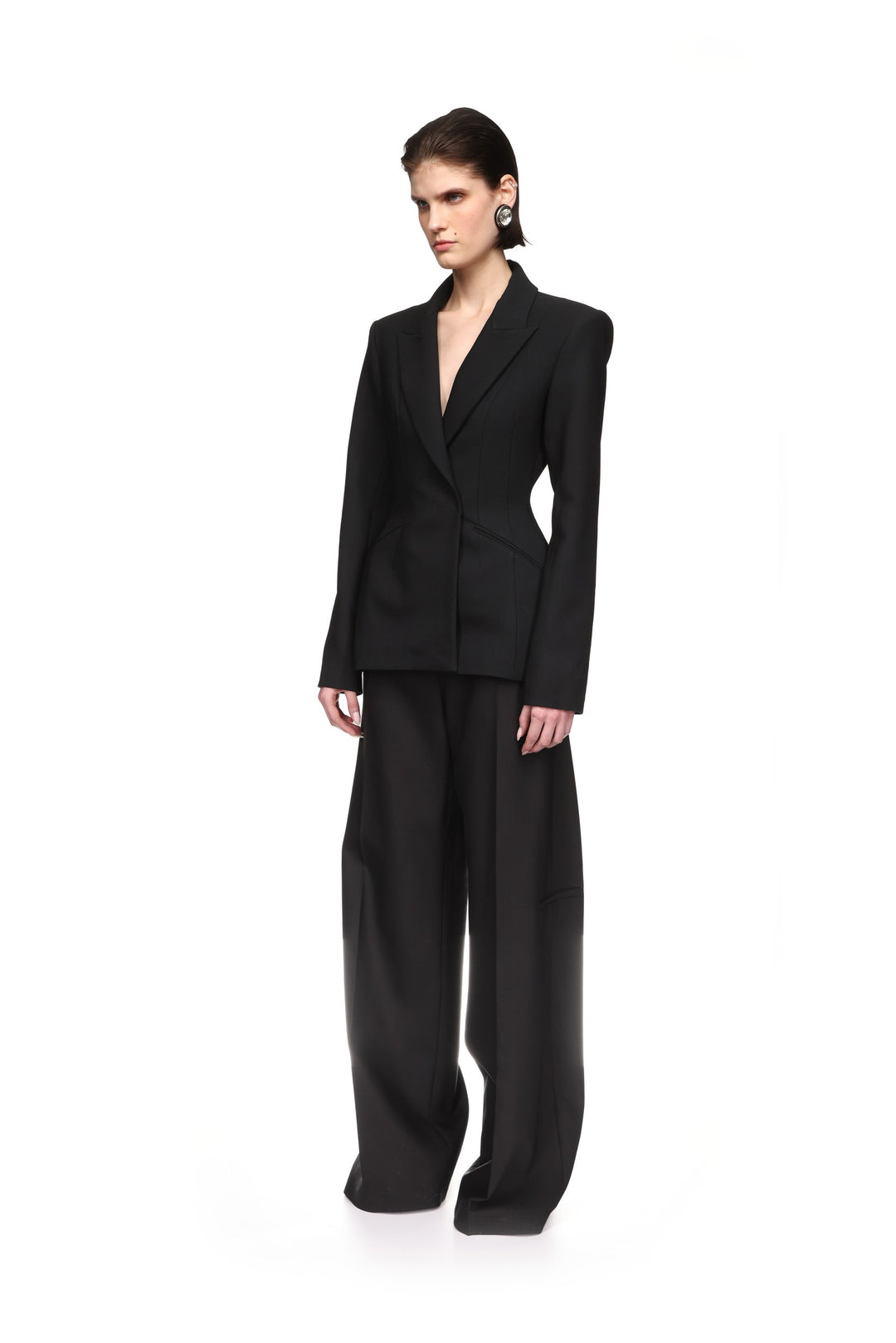 WIDE TAILORED TROUSERS IN BLACK