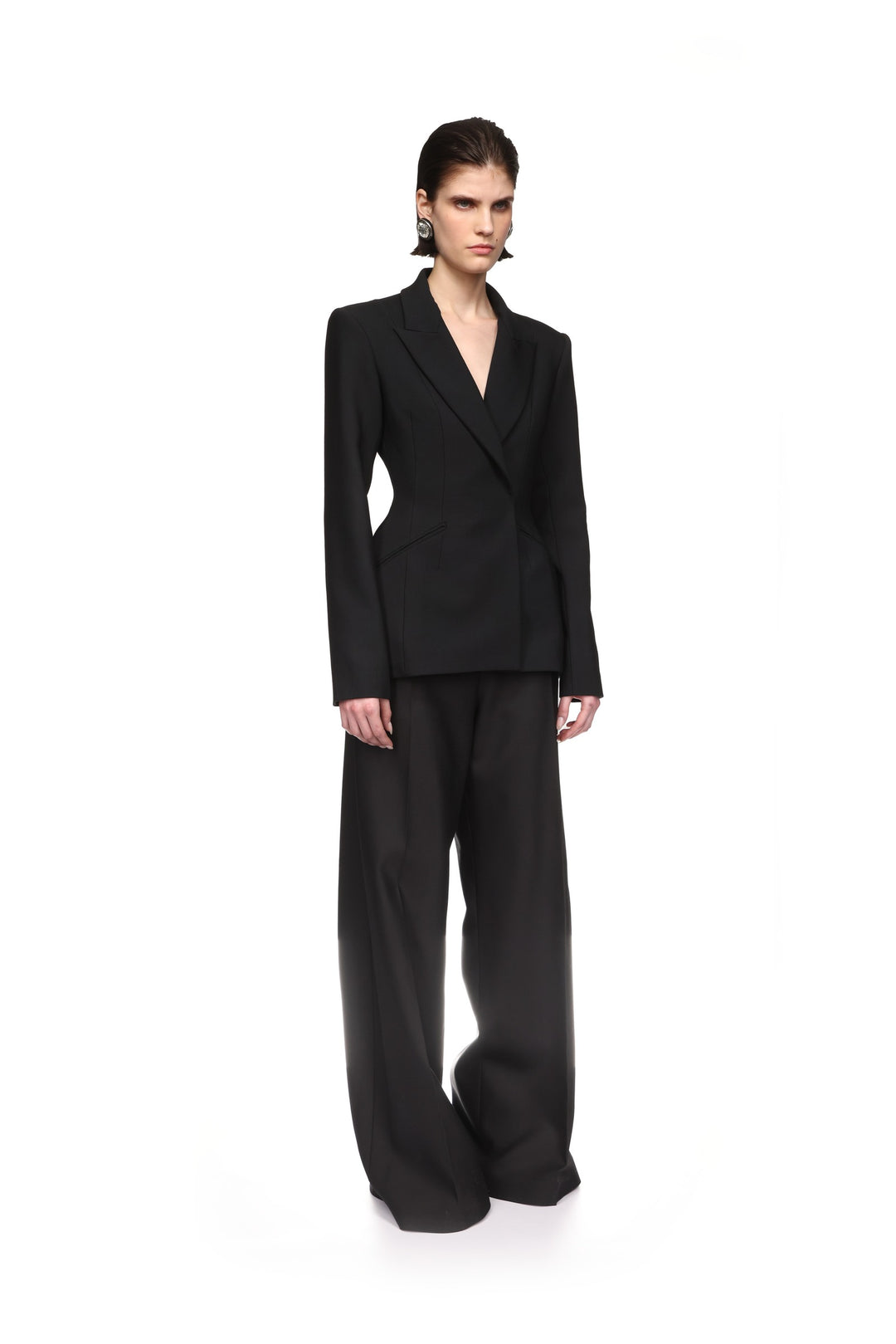 WIDE TAILORED TROUSERS IN BLACK