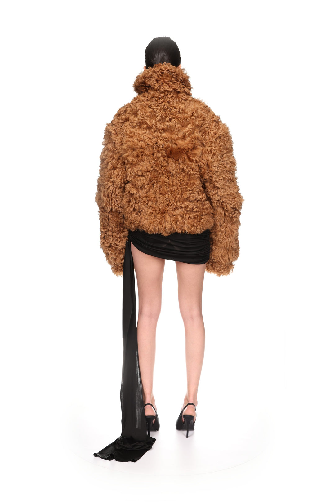 BROWN CURLY SHEARLING JACKET