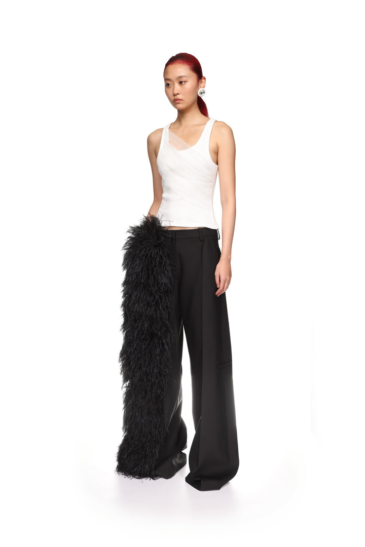 GATHERED TULLE TANK TOP IN WHITE