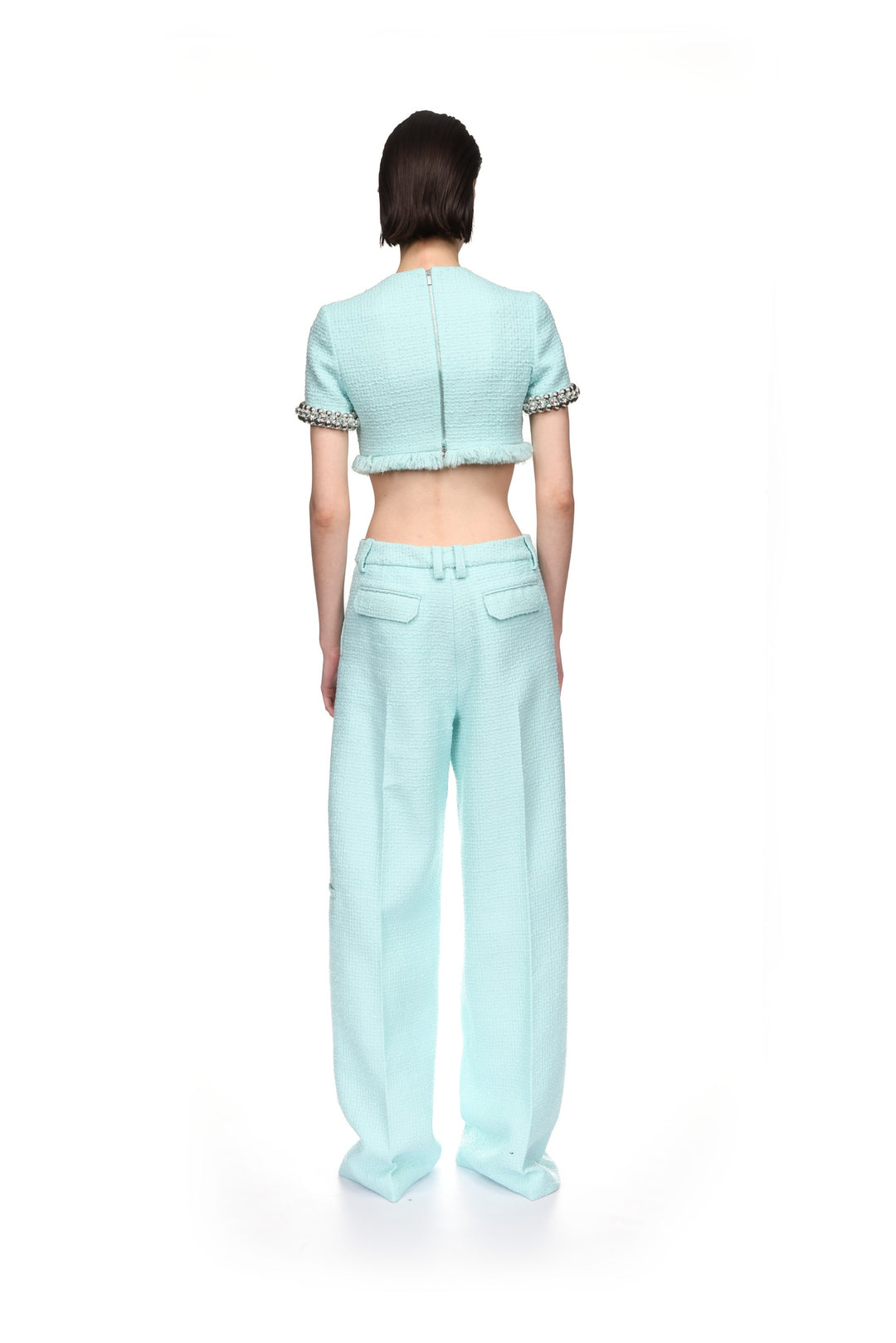 BOUCLE AND CRYSTAL CHAIN CROP TOP