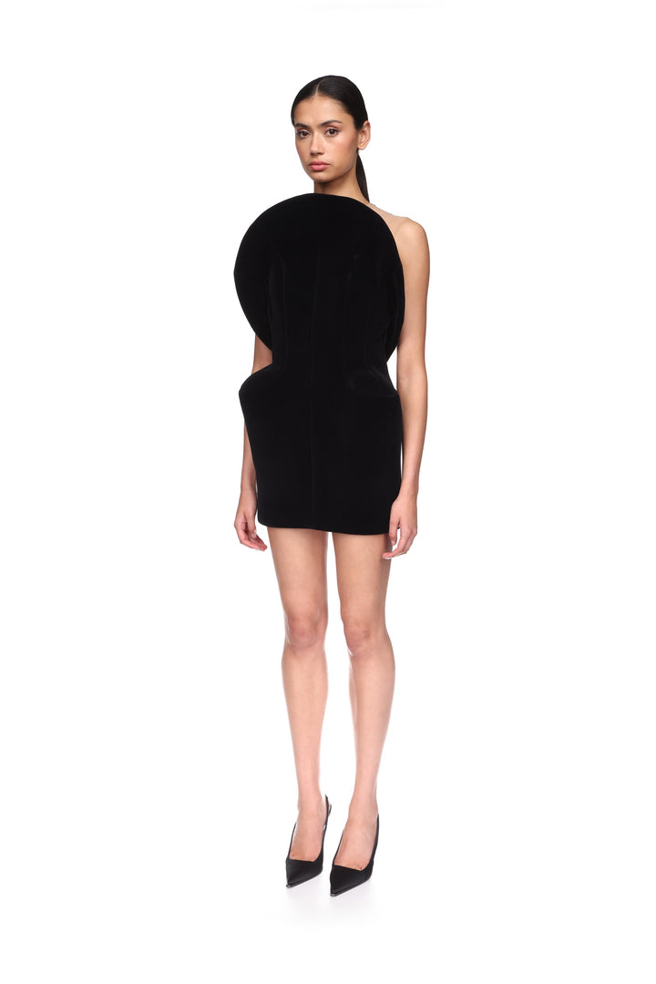 CIRCULAR NECKLINE HOURGLASS SHAPE MINI DRESS