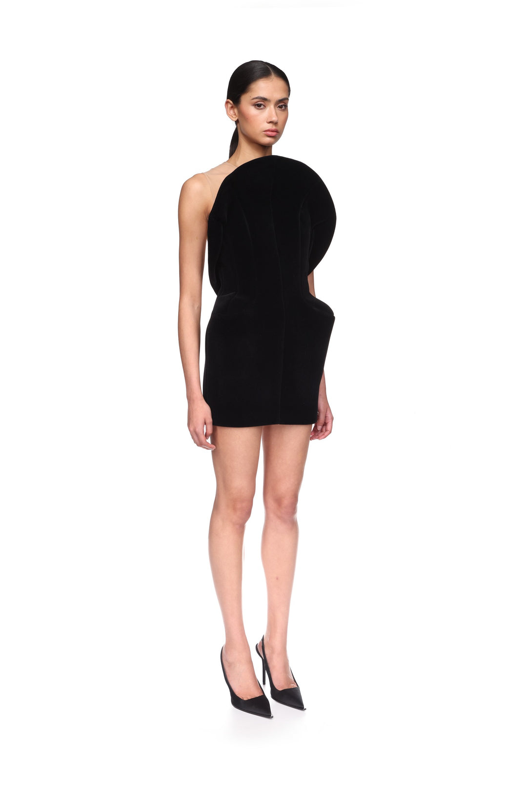 CIRCULAR NECKLINE HOURGLASS SHAPE MINI DRESS