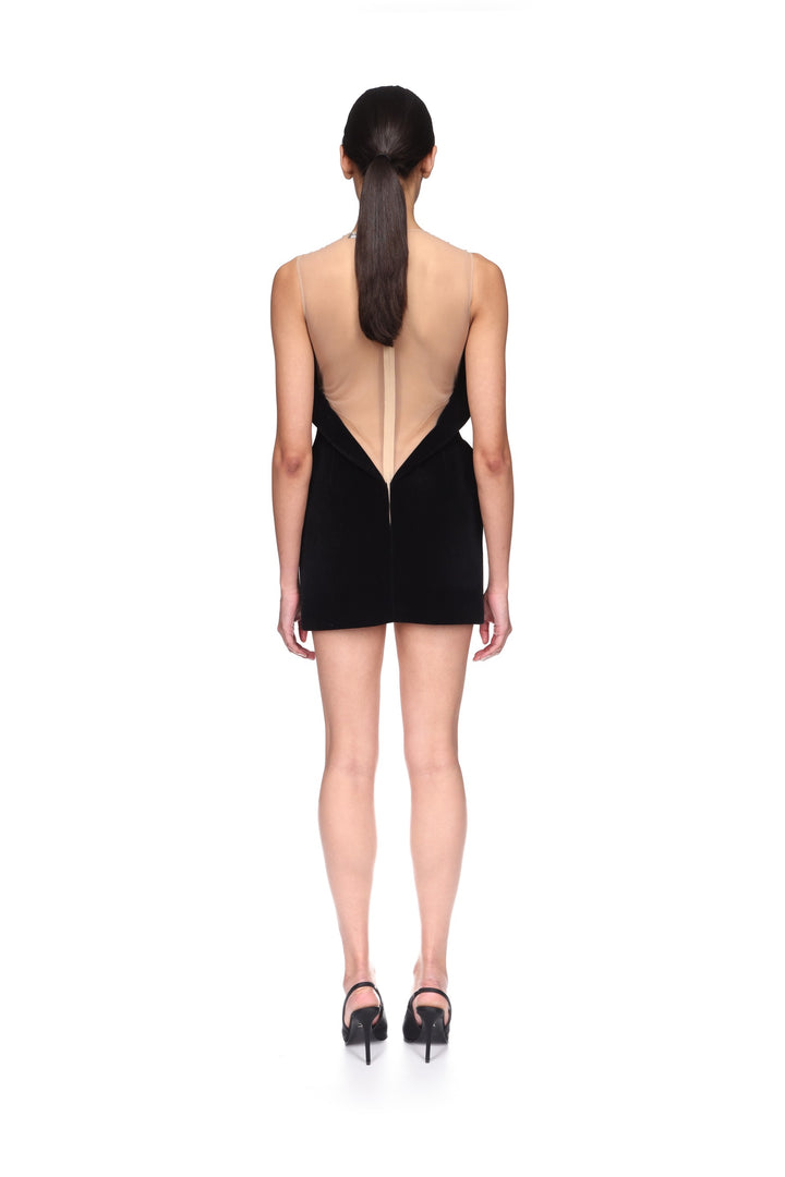 CIRCULAR NECKLINE HOURGLASS SHAPE MINI DRESS