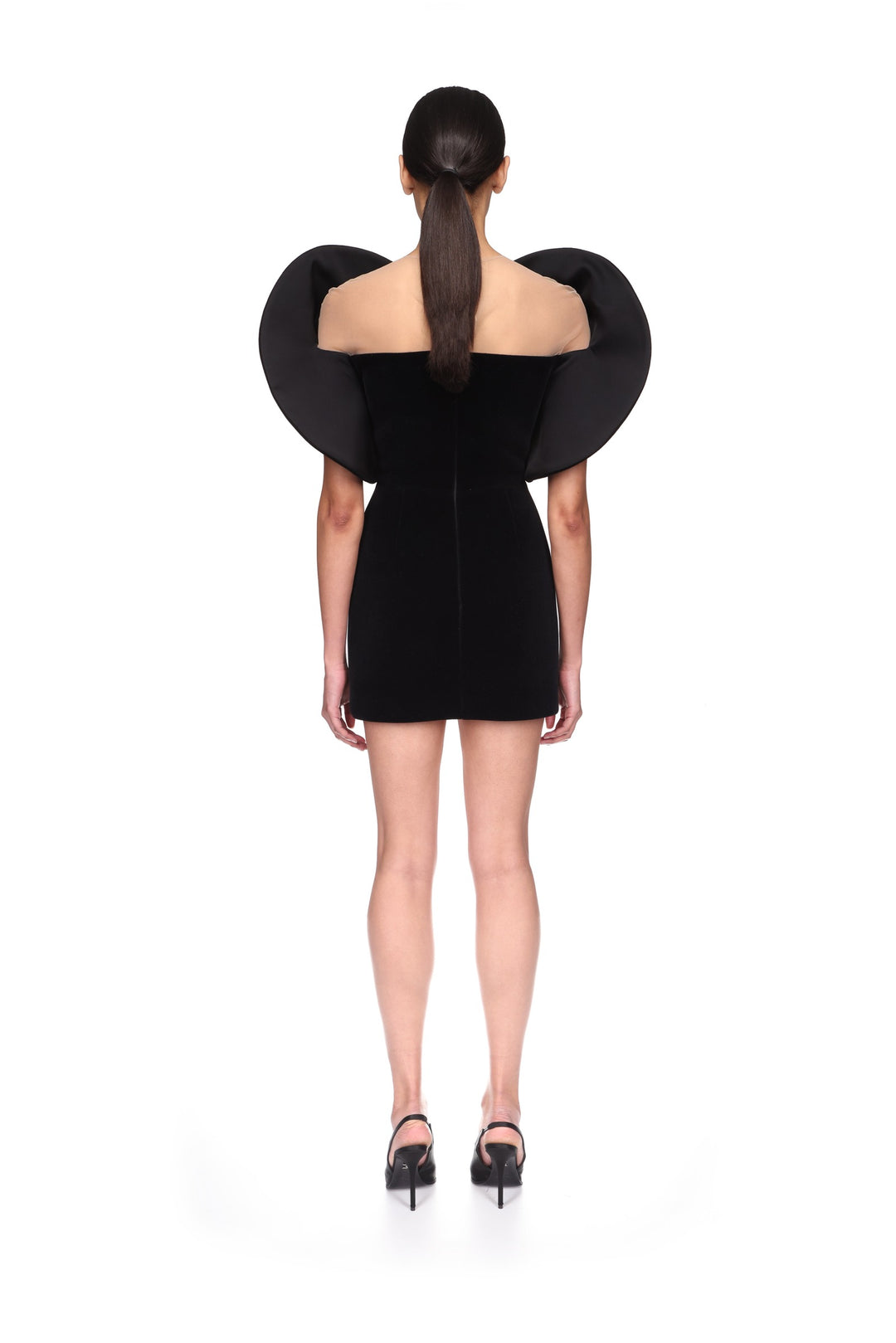 CIRCULAR SLEEVE VELVET MINI DRESS