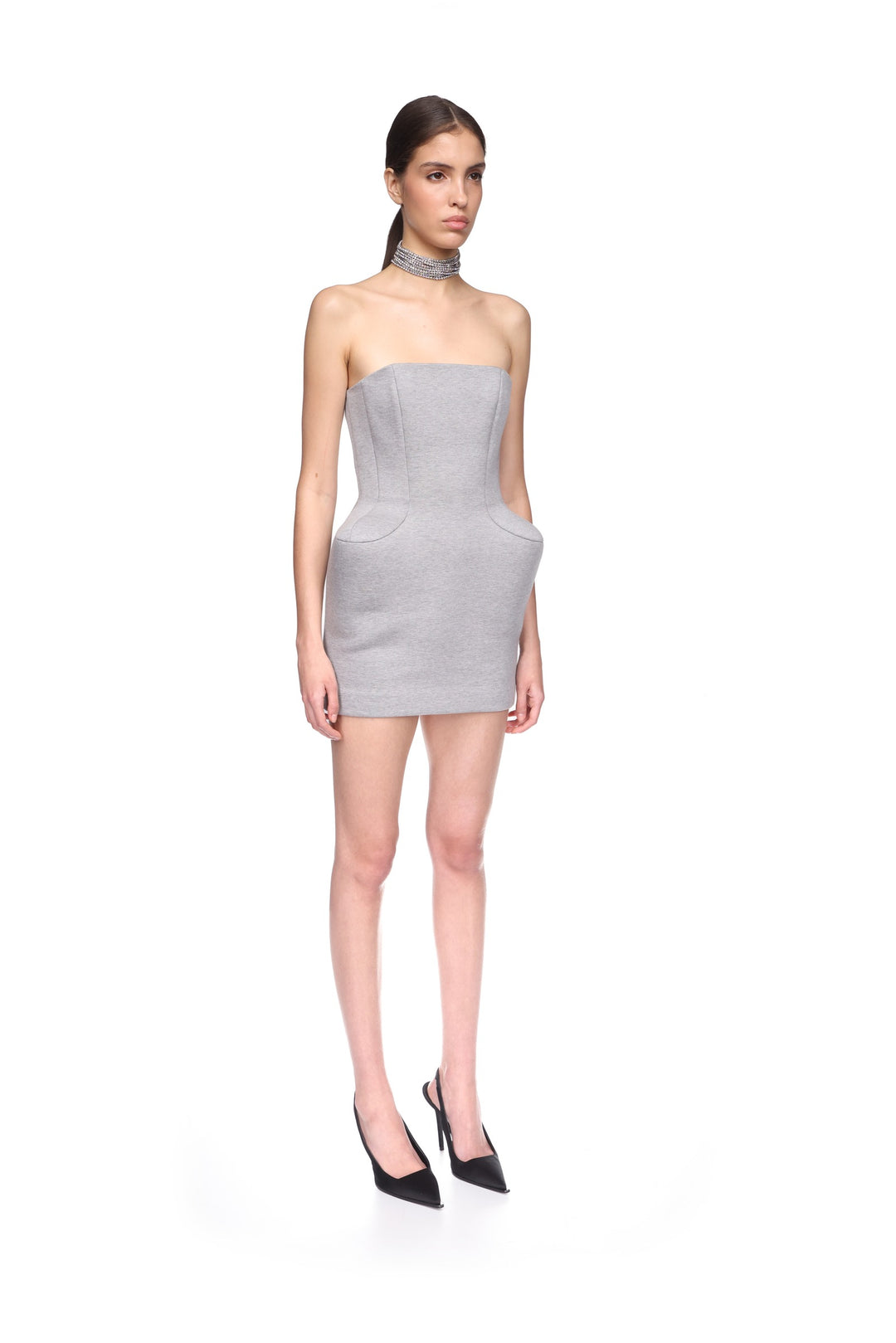 David Koma PADDED HIP DETAIL STRAPLESS MINI DRESS IN GREY GREY / 6 David Koma PADDED HIP DETAIL STRAPLESS MINI DRESS IN GREY GREY / 6