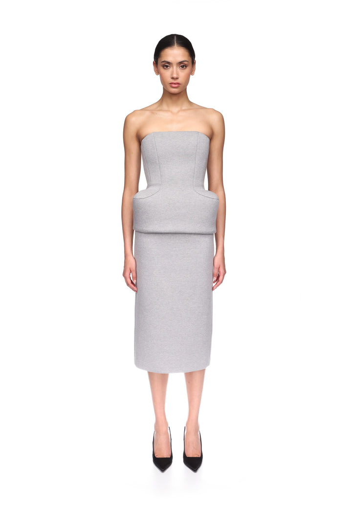 BONDED JERSEY PENCIL MIDI SKIRT