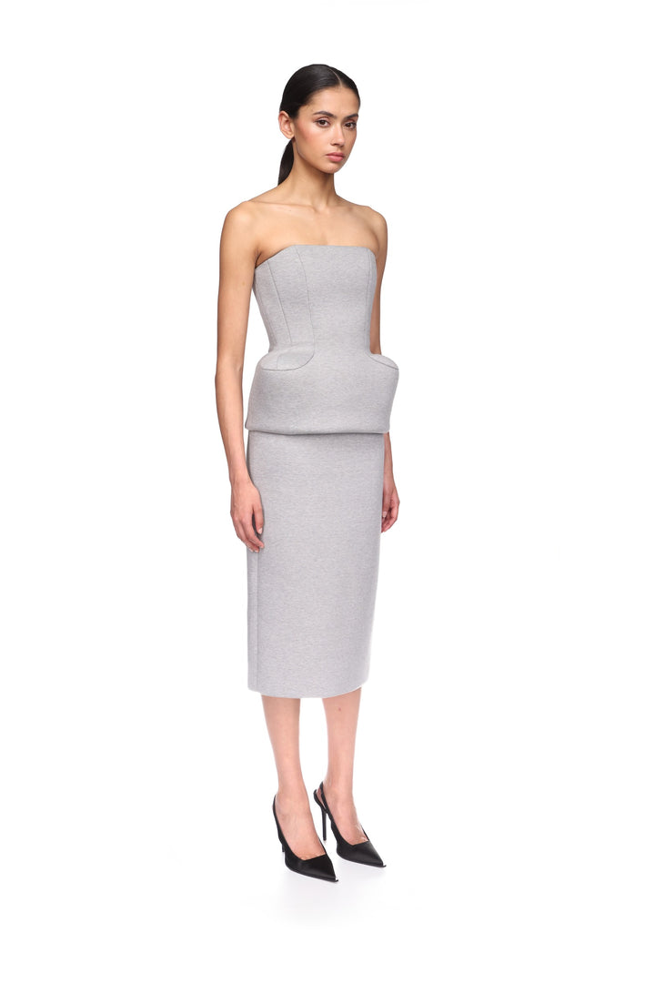BONDED JERSEY PENCIL MIDI SKIRT