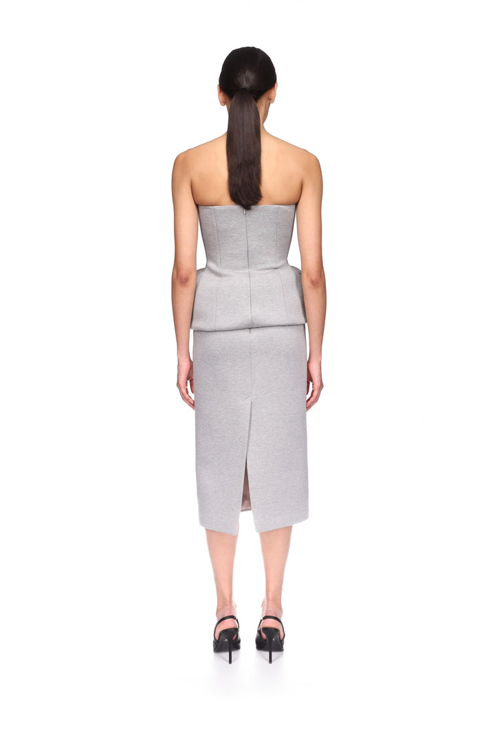 BONDED JERSEY PENCIL MIDI SKIRT