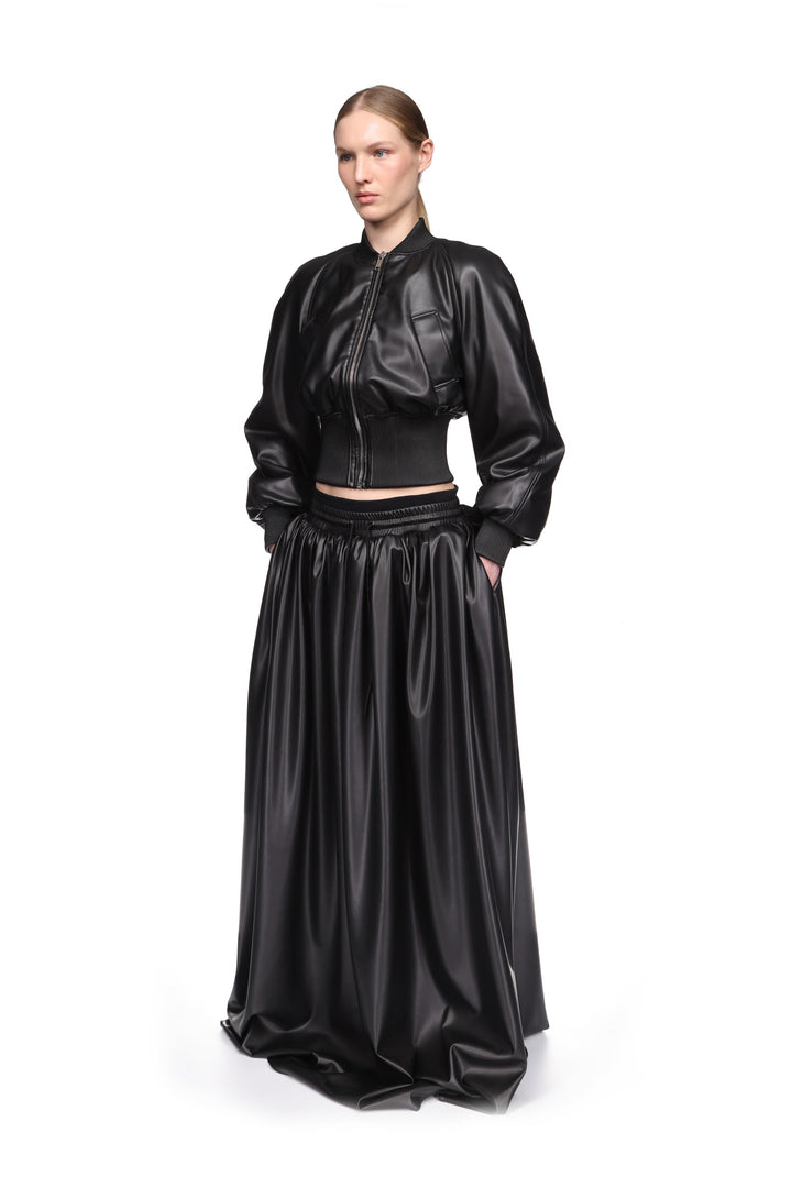 FAUX LEATHER MAXI SKIRT