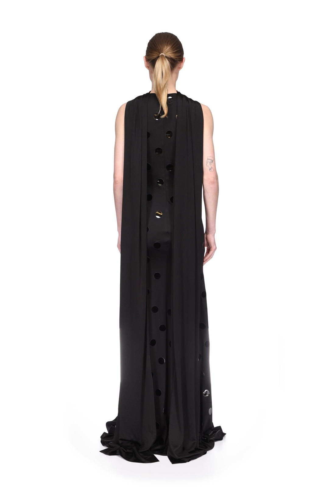 POLKA-DOT HOTFIX GOWN WITH SCARF DETAIL
