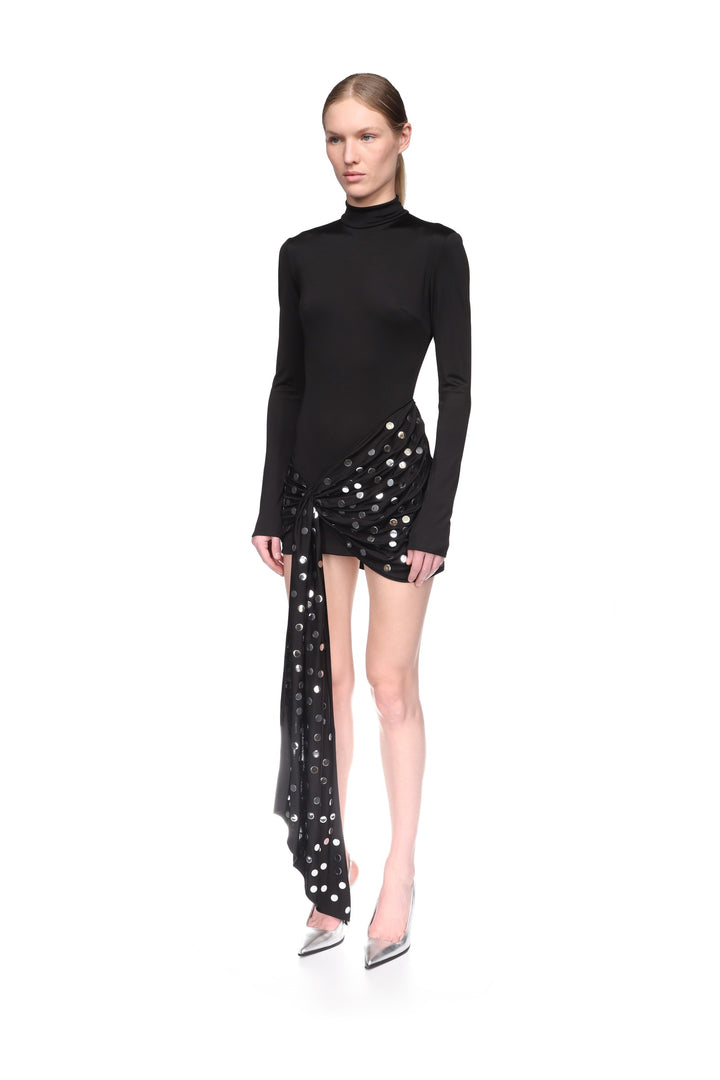 SILVER POLKA-DOTS OVERLAY MINI DRESS