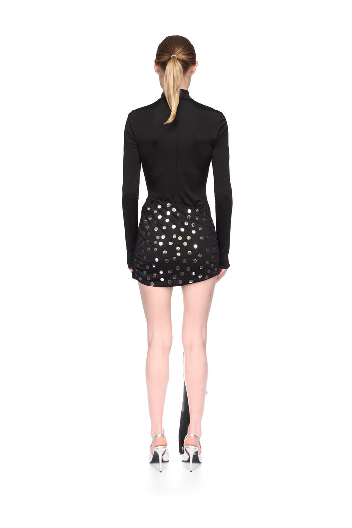 SILVER POLKA-DOTS OVERLAY MINI DRESS