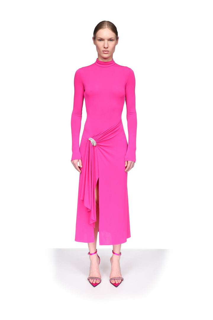 CRYSTAL ARCH AND LONG SLEEVE MIDI DRESS