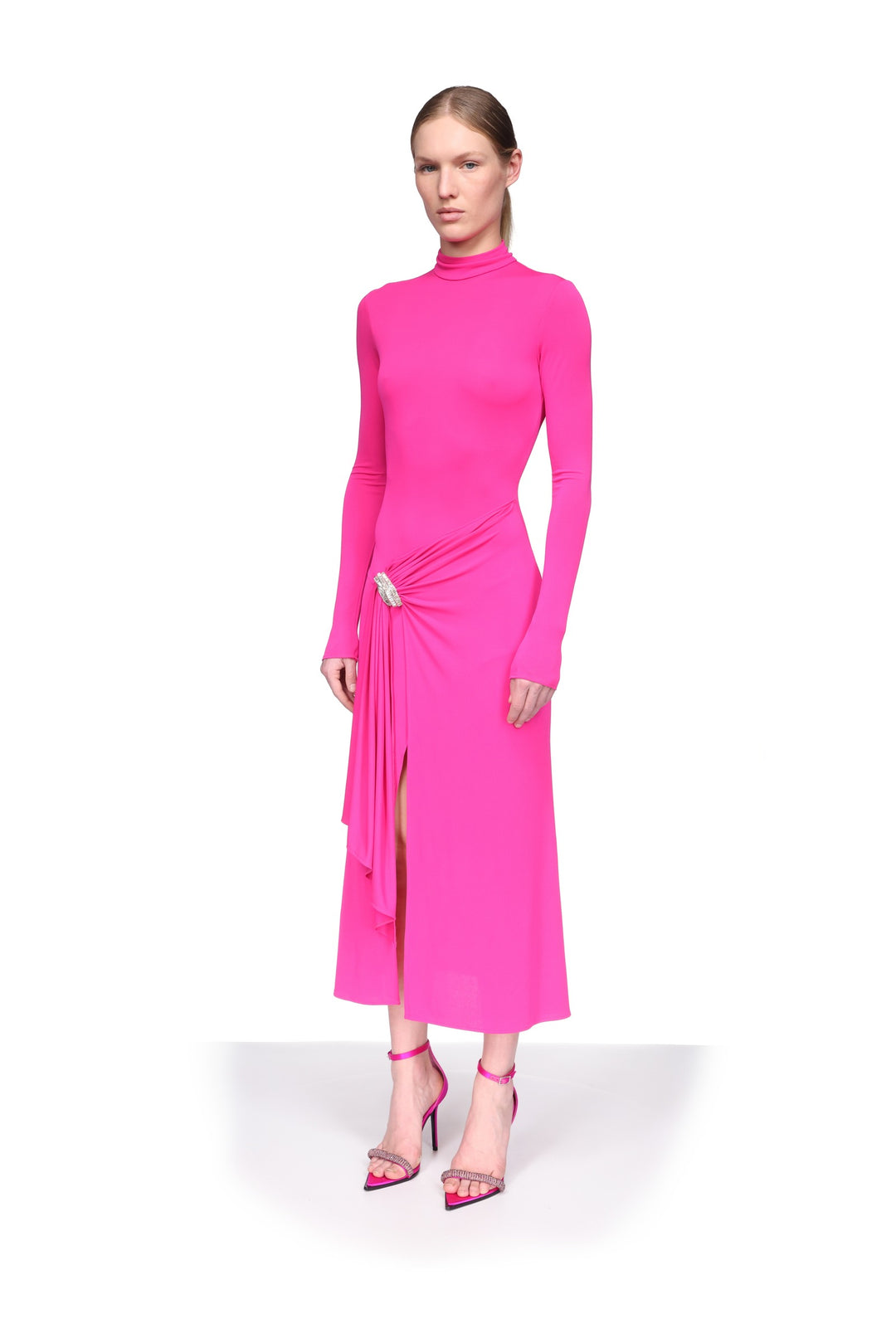 CRYSTAL ARCH AND LONG SLEEVE MIDI DRESS