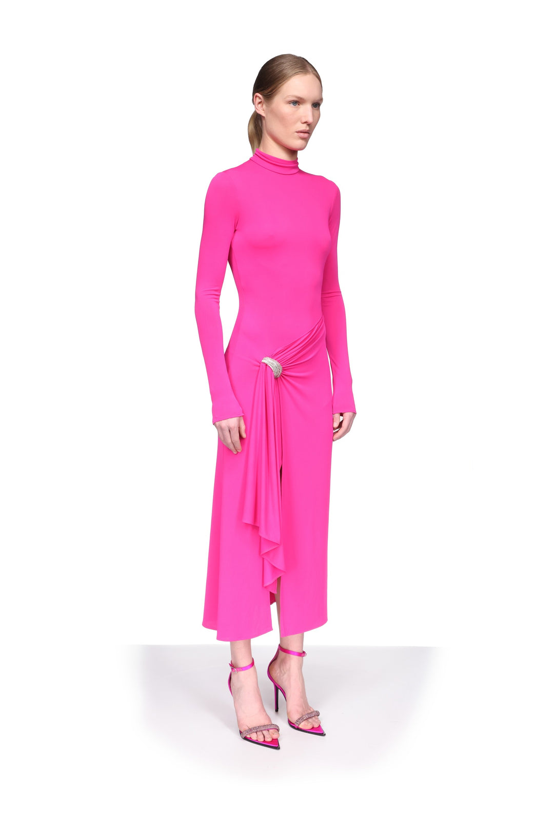 CRYSTAL ARCH AND LONG SLEEVE MIDI DRESS