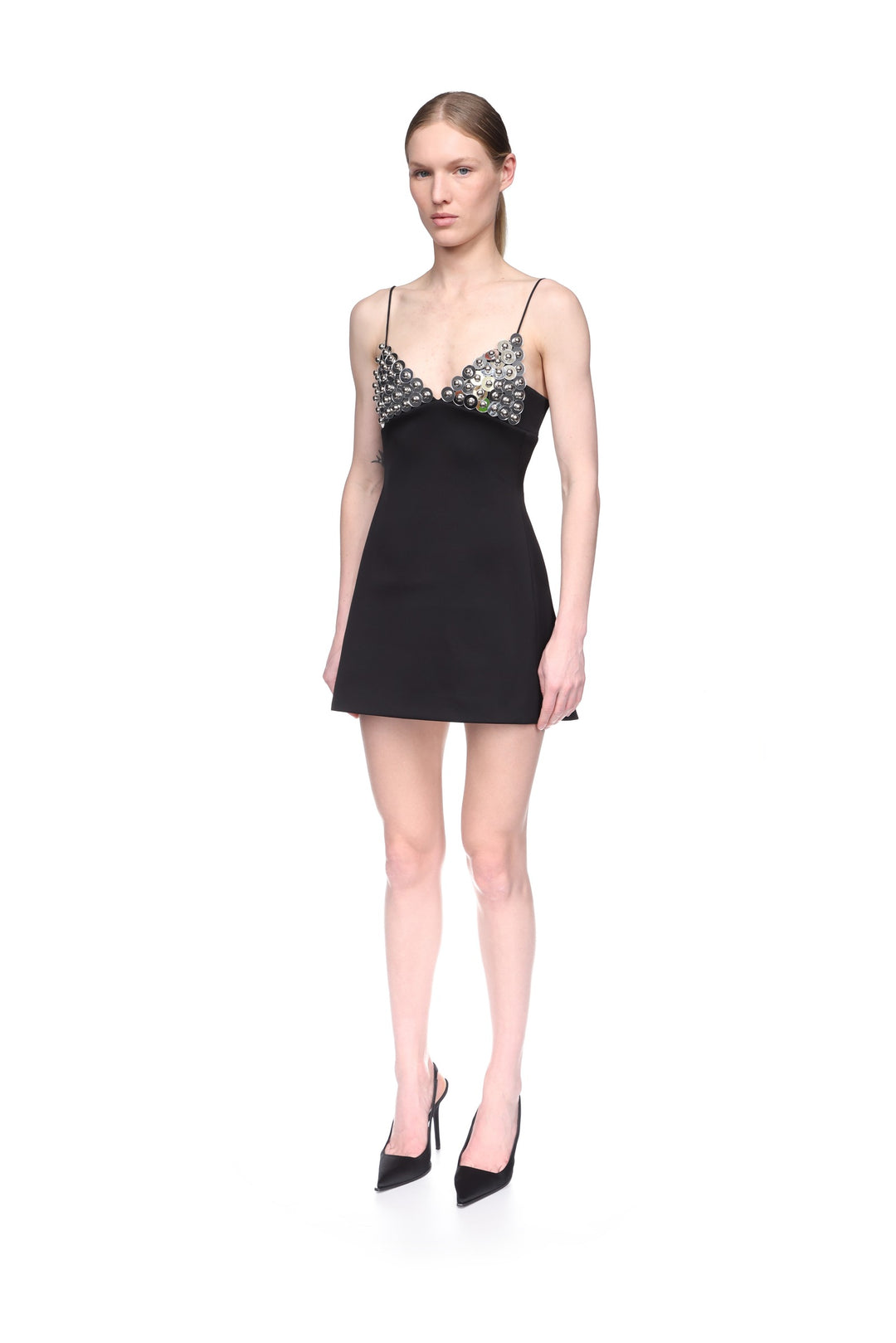 David Koma SILVER SPHERE EMBROIDERY CAMI MINI DRESS BLACK/SILVER / 8 David Koma SILVER SPHERE EMBROIDERY CAMI MINI DRESS BLACK/SILVER / 8