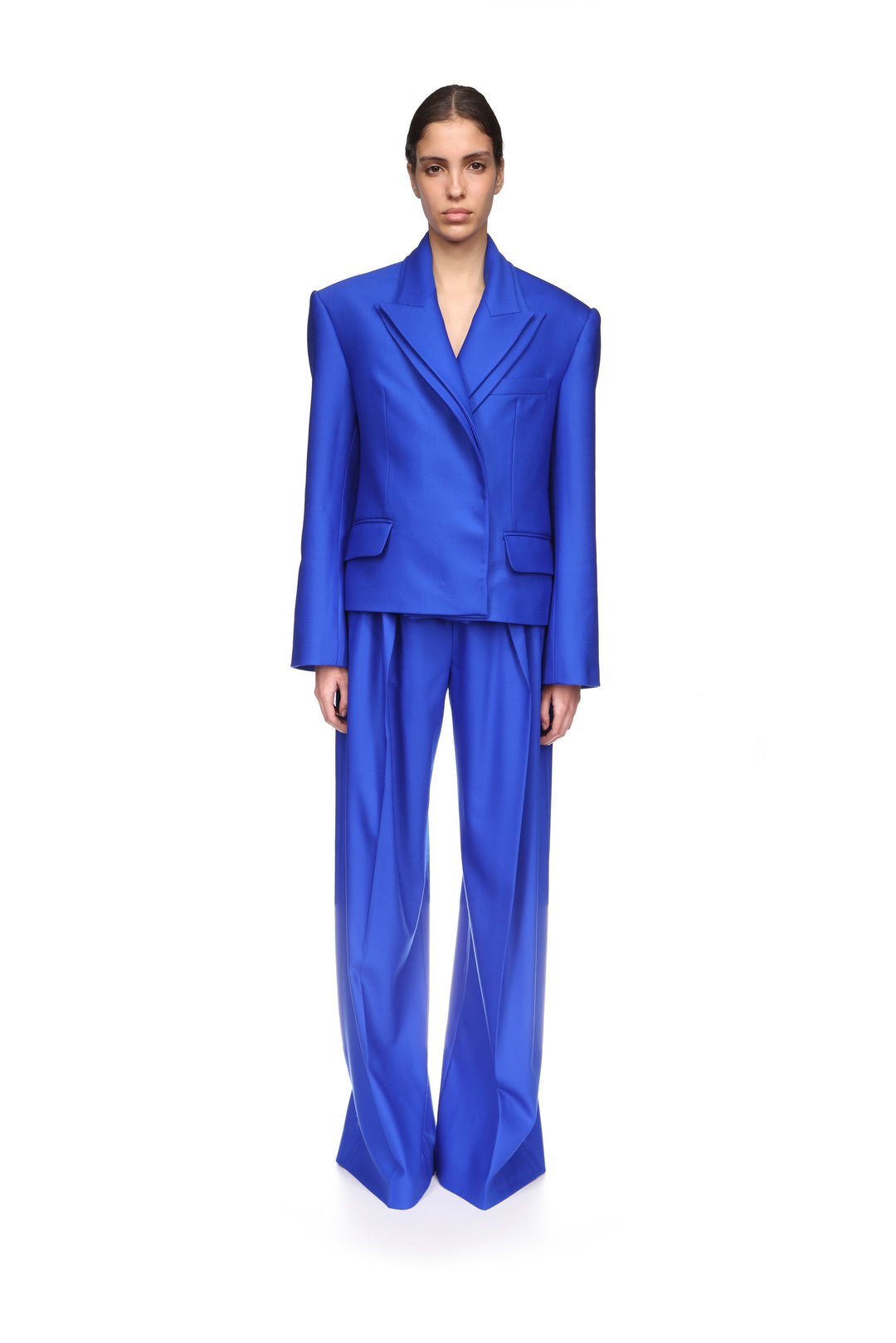 FRONT PLEAT WIDE LEG TROUSERS