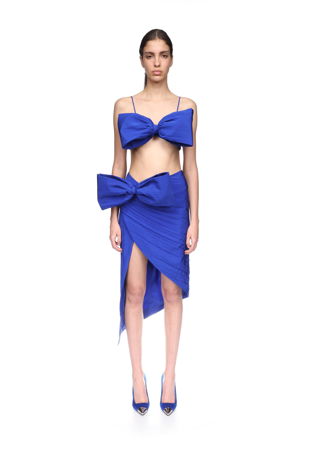 OVERSIZED BOW DETAIL ASYMMETRIC SKIRT