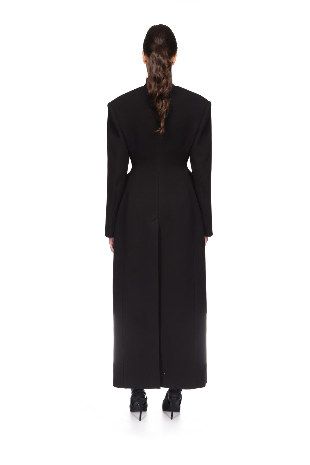 PADDED HIP DETAIL WOOL COAT