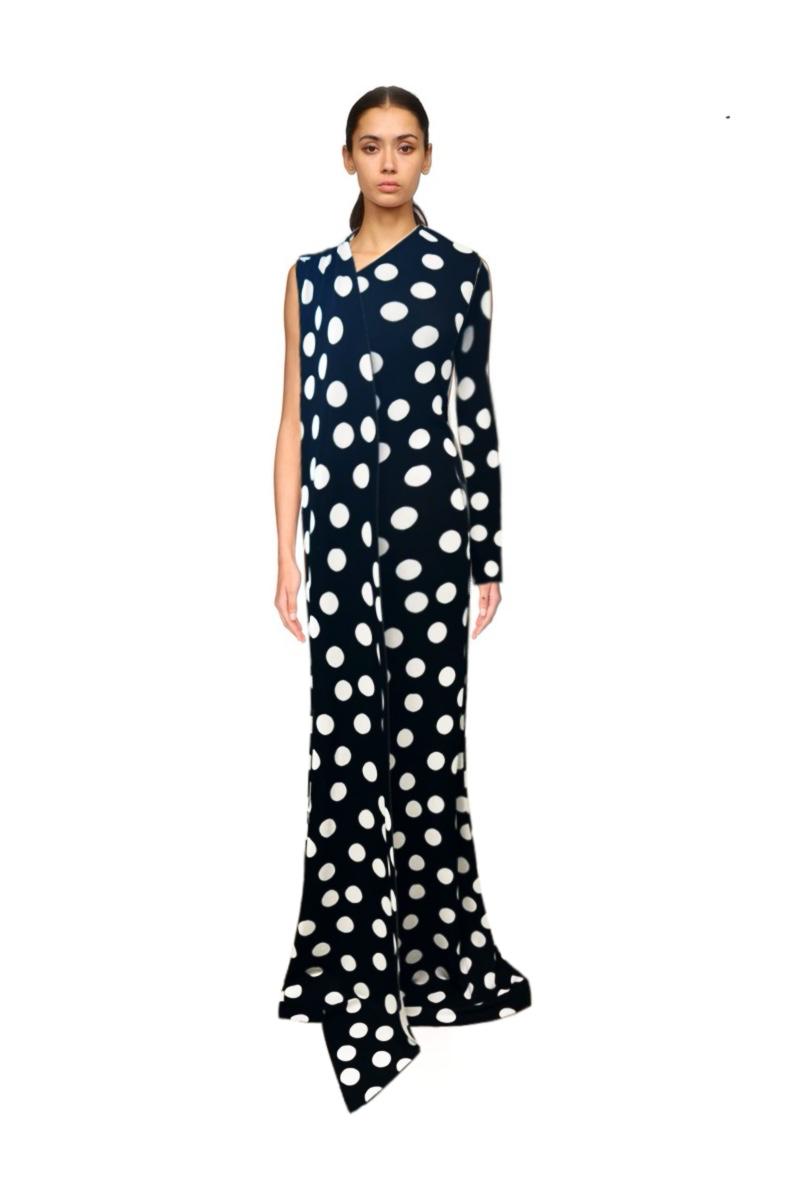 POLKA-DOT PRINTED KNIT GOWN