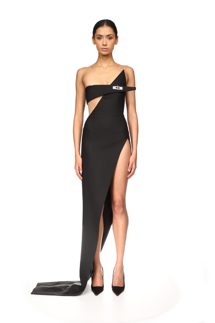 ASYMMETRIC CUT OUT GOWN