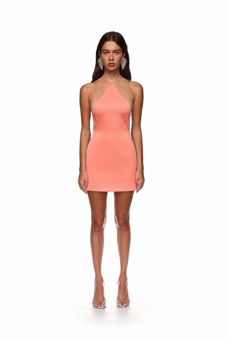 SATIN HALTERNECK MINI DRESS