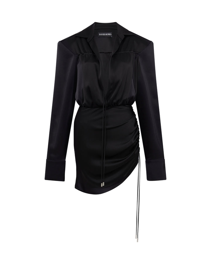 WRAP SATIN SHIRT DRESS