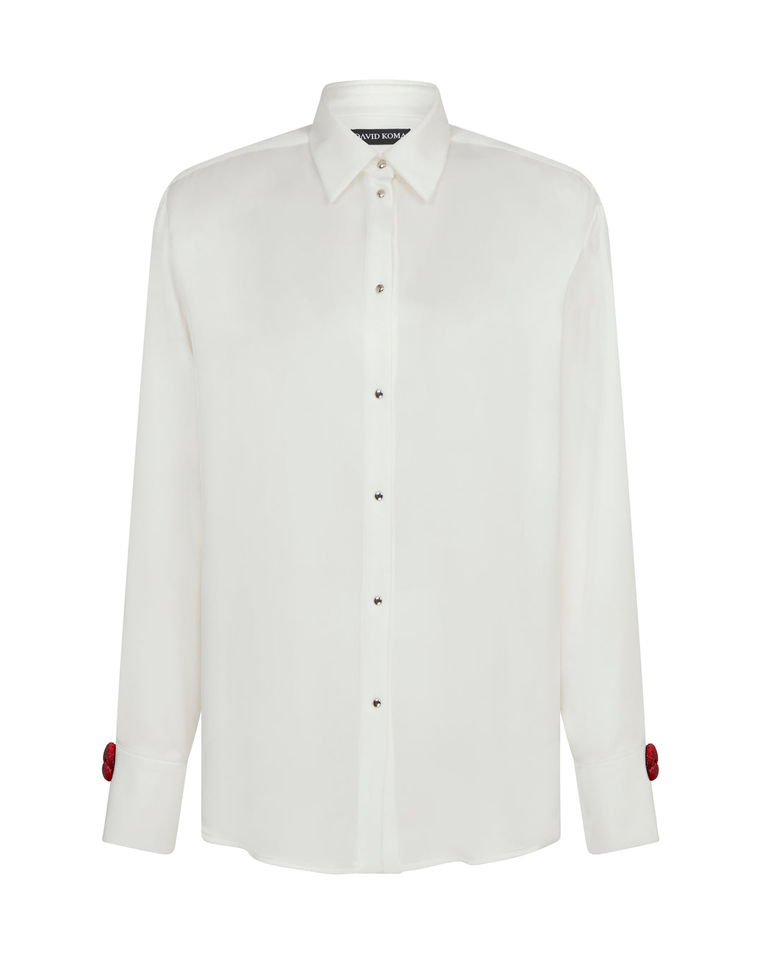 LIP EMBROIDERY SATIN SHIRT